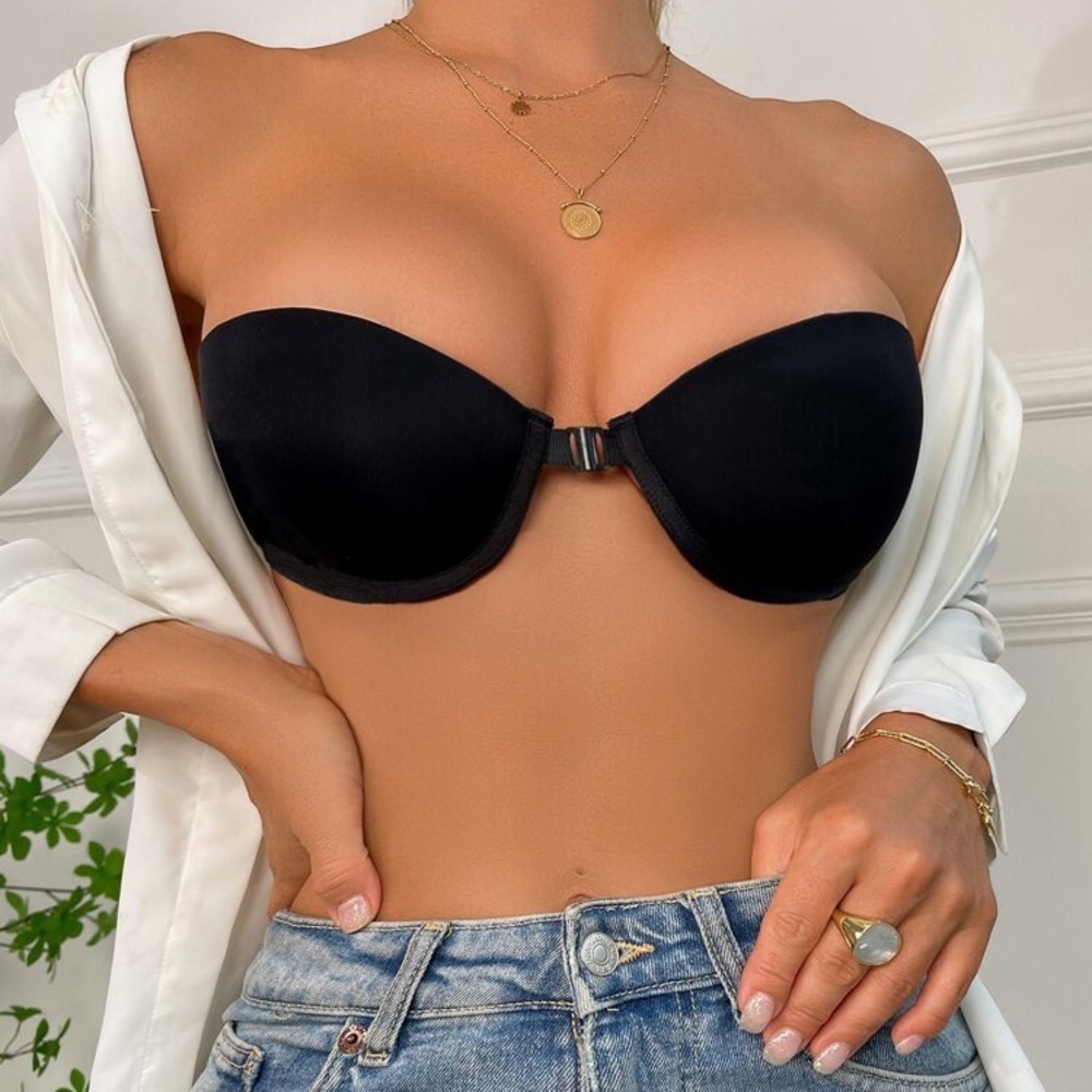(A6) NEW SHEIN Solid Wireless black Bra, Size Small, NIB